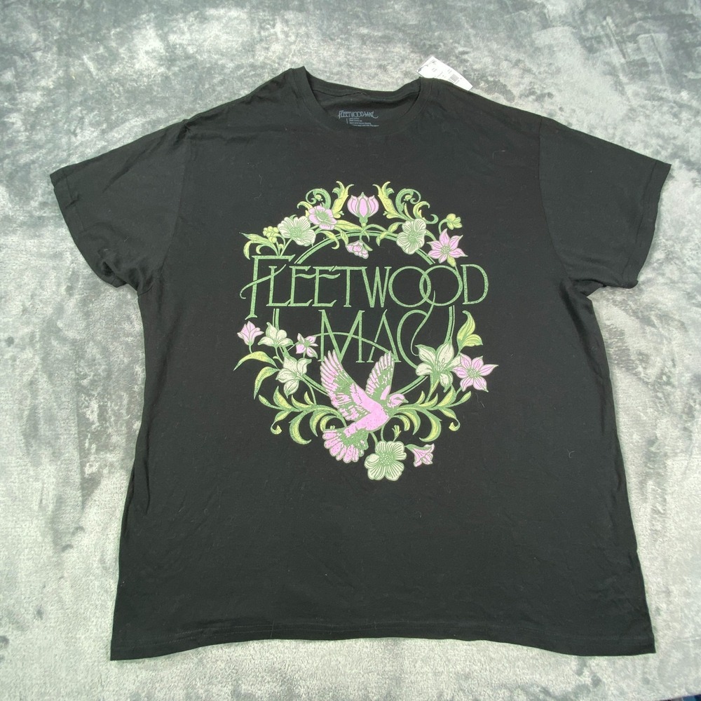 Fleetwood Mac Graphic Shirt 2XL Black Floral Tee Band Music Classic Rock Top Y2K - Picture 4 of 8